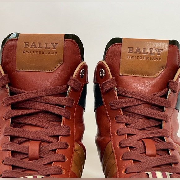 BALLY Asiaki Colorblock Leather High-Top Trainers Sneaker in Pumpkin * US Sz 8.5 - Picture 10 of 16